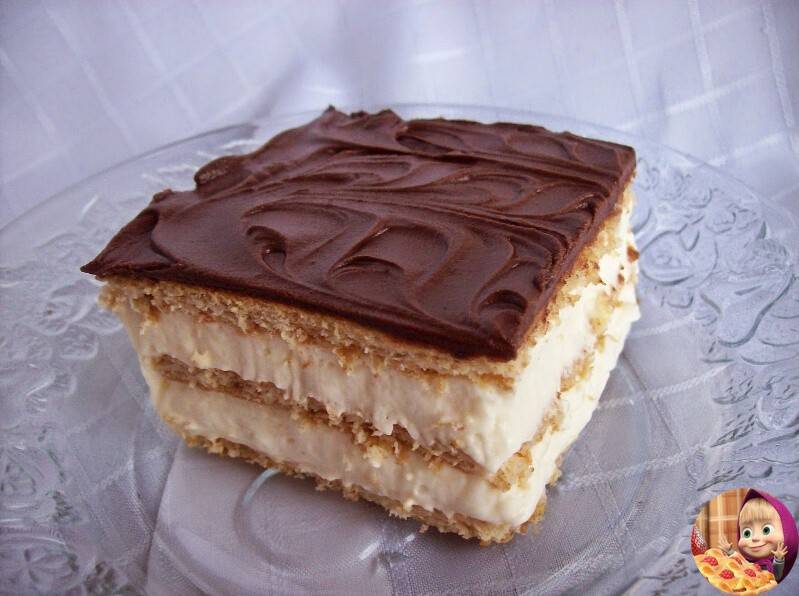 Ванильно-шоколадный торт «эклер» из печенья без выпечки