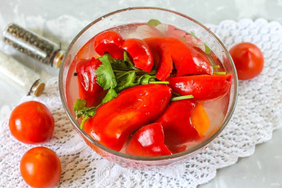 Маринованные помидоры с болгарским перцем на зиму — очень вкусный рецепт