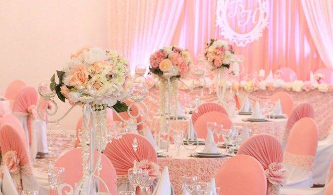 Свадьба в персиковом цвете: оформление зала, жених и невеста, гости, галстук, декор, палитра, аксессуары