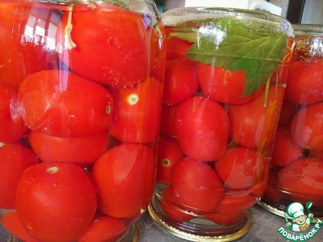 Заготовка помидоров с красной смородиной