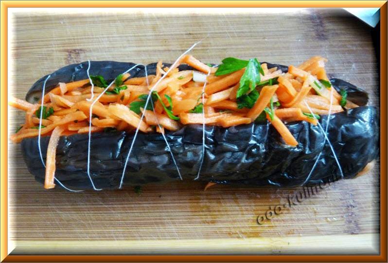 Квашеные баклажаны фаршированные морковью по корейски