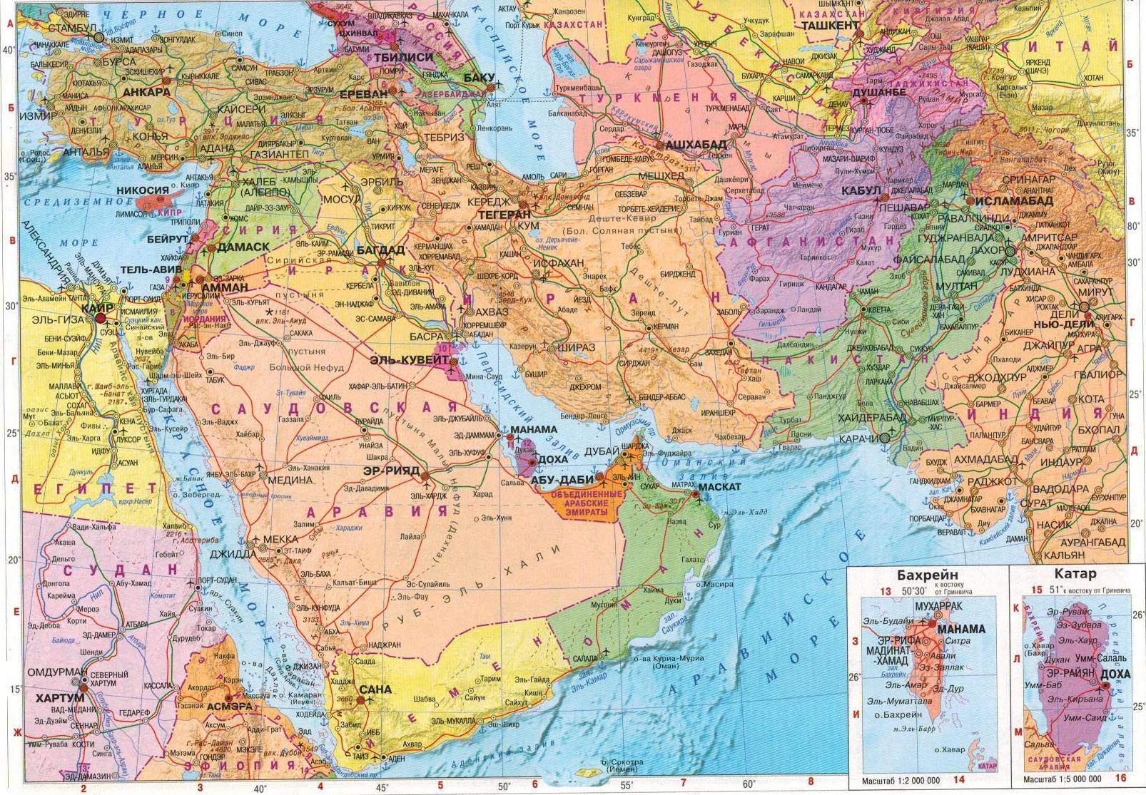 Географическая карта ближнего востока