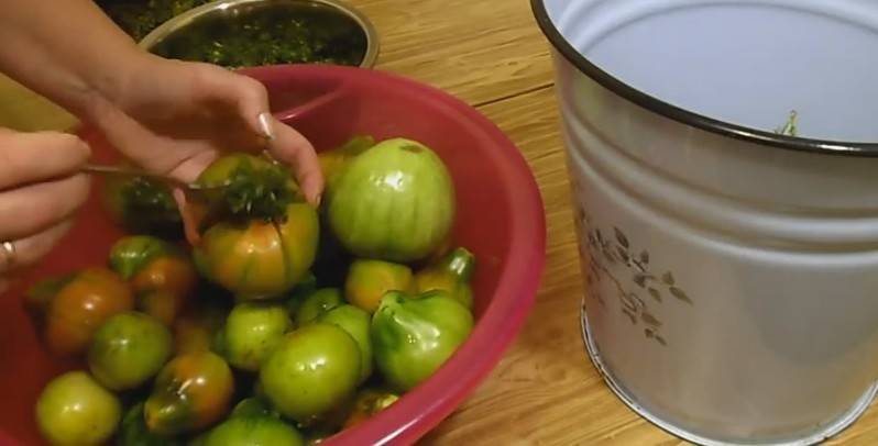 Зеленые помидоры соленые холодным способом или горячим в банке, ведре или кастрюле