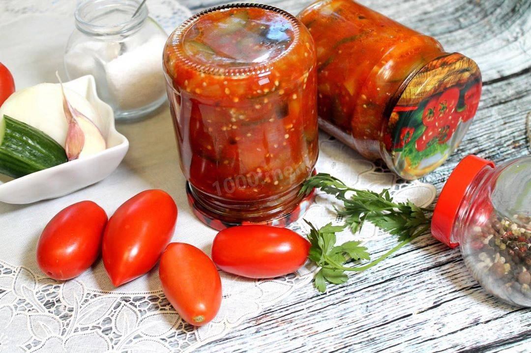Баклажаны с помидорами на зиму: 10 лучших пошаговых рецептов приготовления