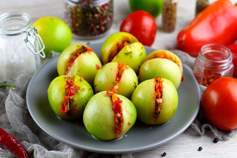 Фаршированные маринованные зеленых помидор на зиму рецепты с фото