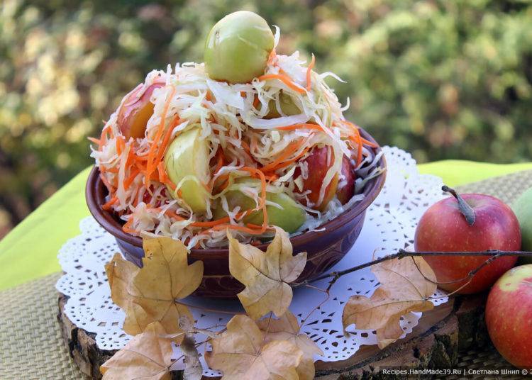 Квашеные яблоки с капустой: рецепт приготовления на зиму в домашних условиях в бочке и в банке, польза и вред этой закуски русский фермер