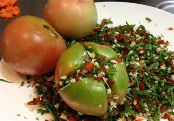 Острые зеленые помидоры с начинкой, пошаговый рецепт на 1044 ккал, фото, ингредиенты – снежинка татьяна
